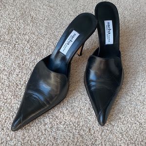 Sacha London Black Leather Mules